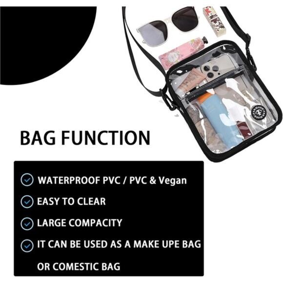 Clear stadium bag crossbody purse transparent waterproof concert event handbag - Picture 4 of 7